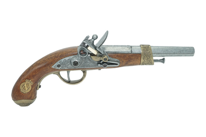 Napoleonic flintlock right side showing the flintlock mechanism.