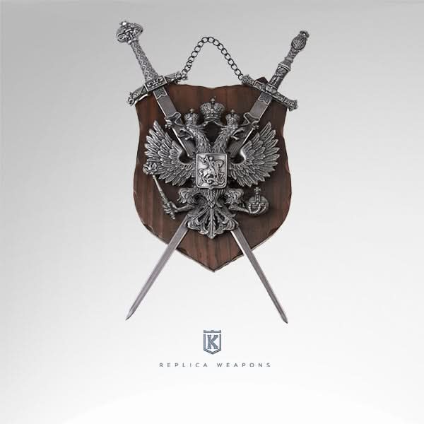 Wooden Shield with Double Headed Eagle