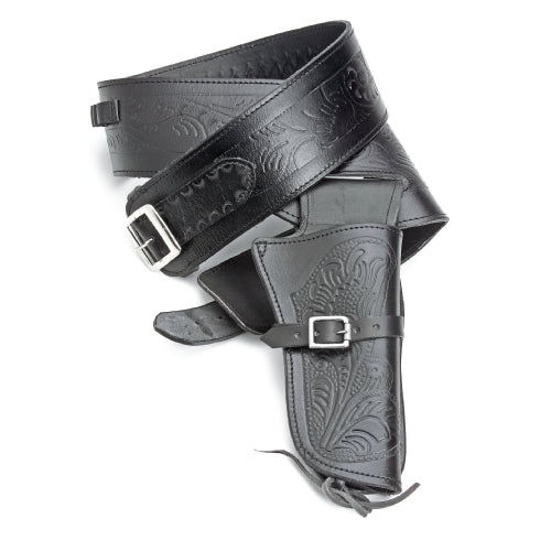 Single Tooled Black Western Holster - LG
