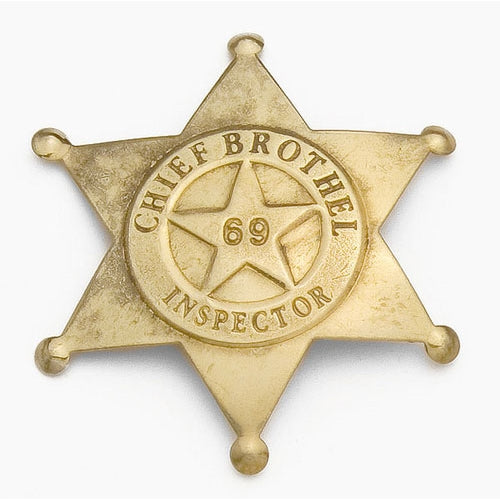 Old West Brass Brothel Inspector's Badge