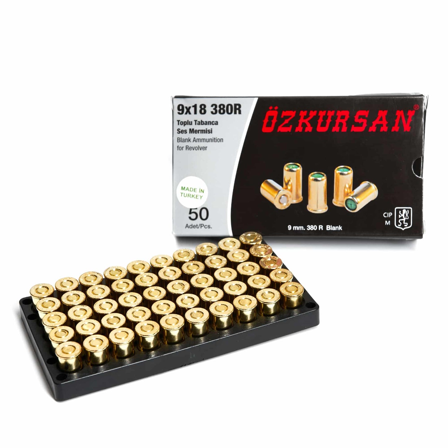 Picture of box of 50 blank ammunitions for replica blank firing revolvers.