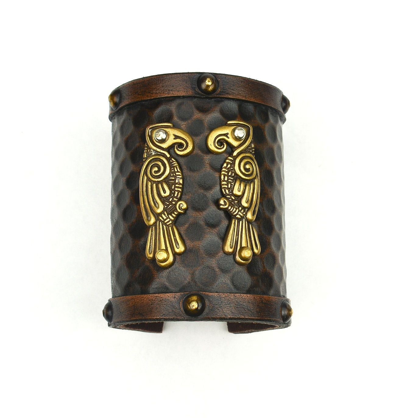 Viking Leather Cuff with Norse Ravens