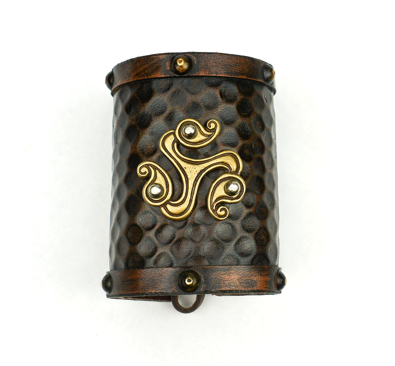 Celtic Leather Cuff with Large Triskele