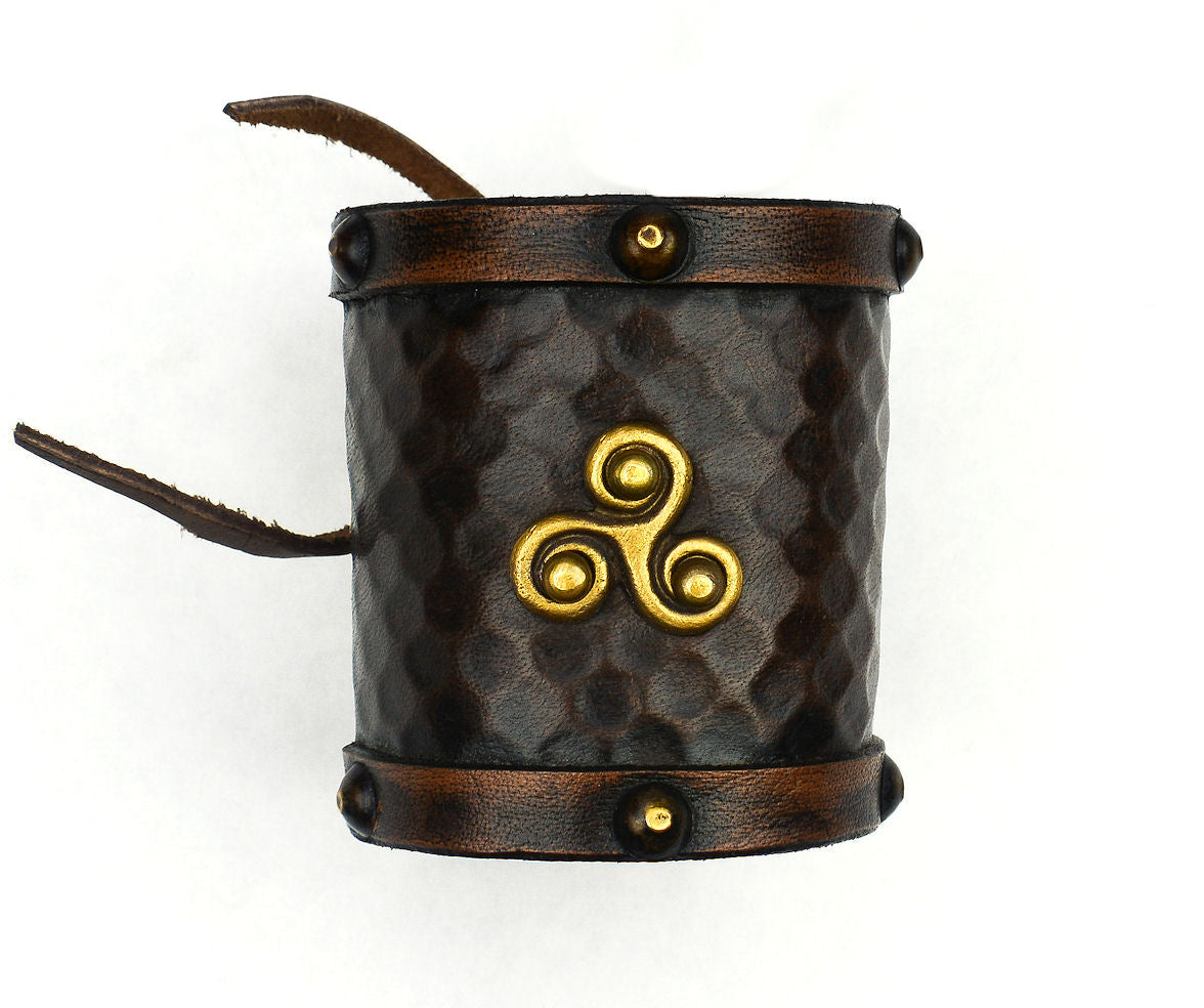 Celtic Leather Cuff with Triskele