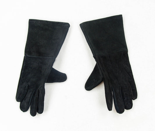 Black Suede Leather Gauntlets - Longer Cuff