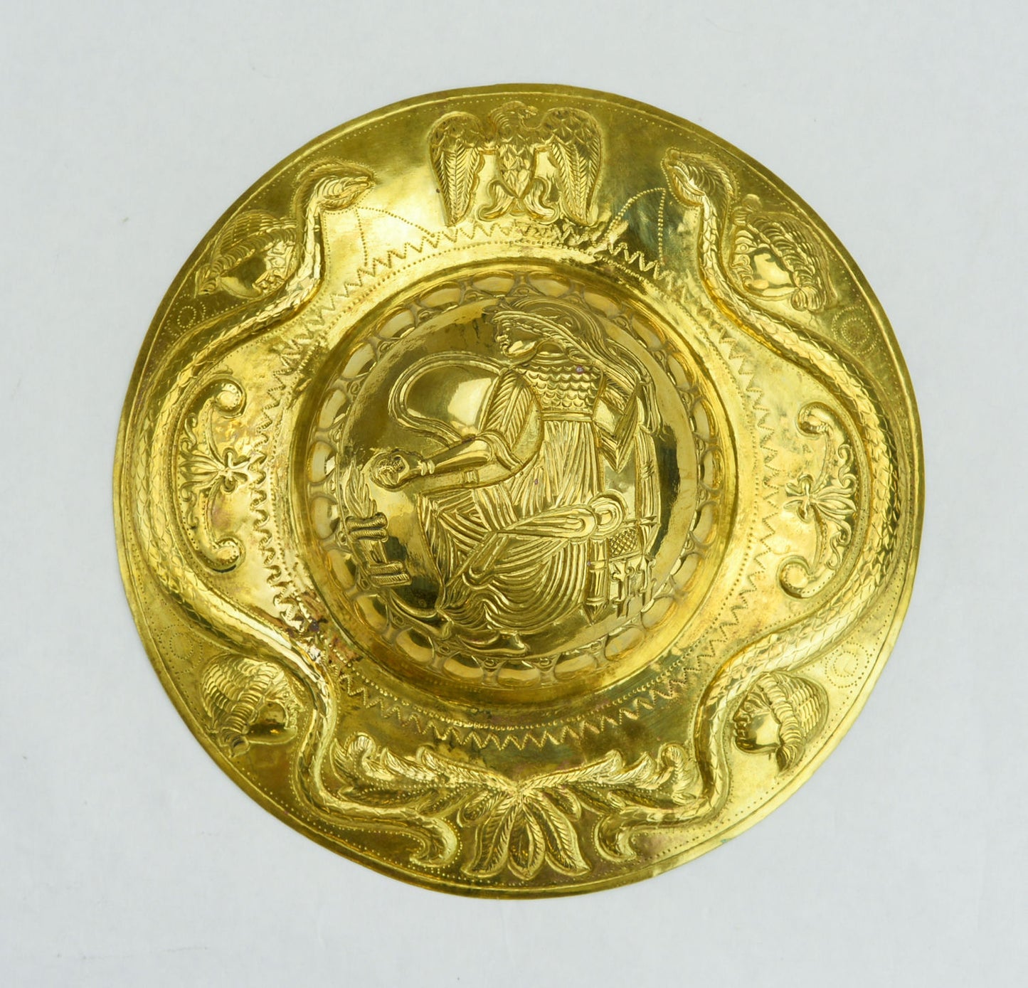 Roman Embossed Brass Shield Boss - 20 Gauge