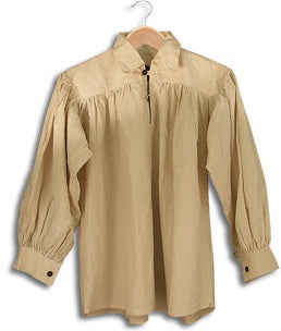 Cotton Shirt, Collared, Button Neck, Natural