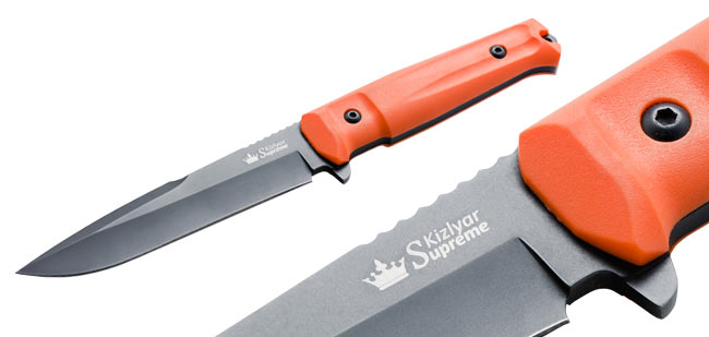Delta Aus8-Black Titanium Knife-Orange Handle