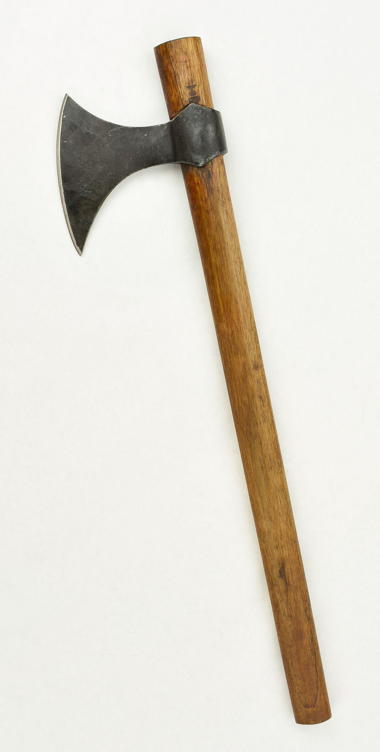 Viking Throwing Axe with a black ax head and wood handle
