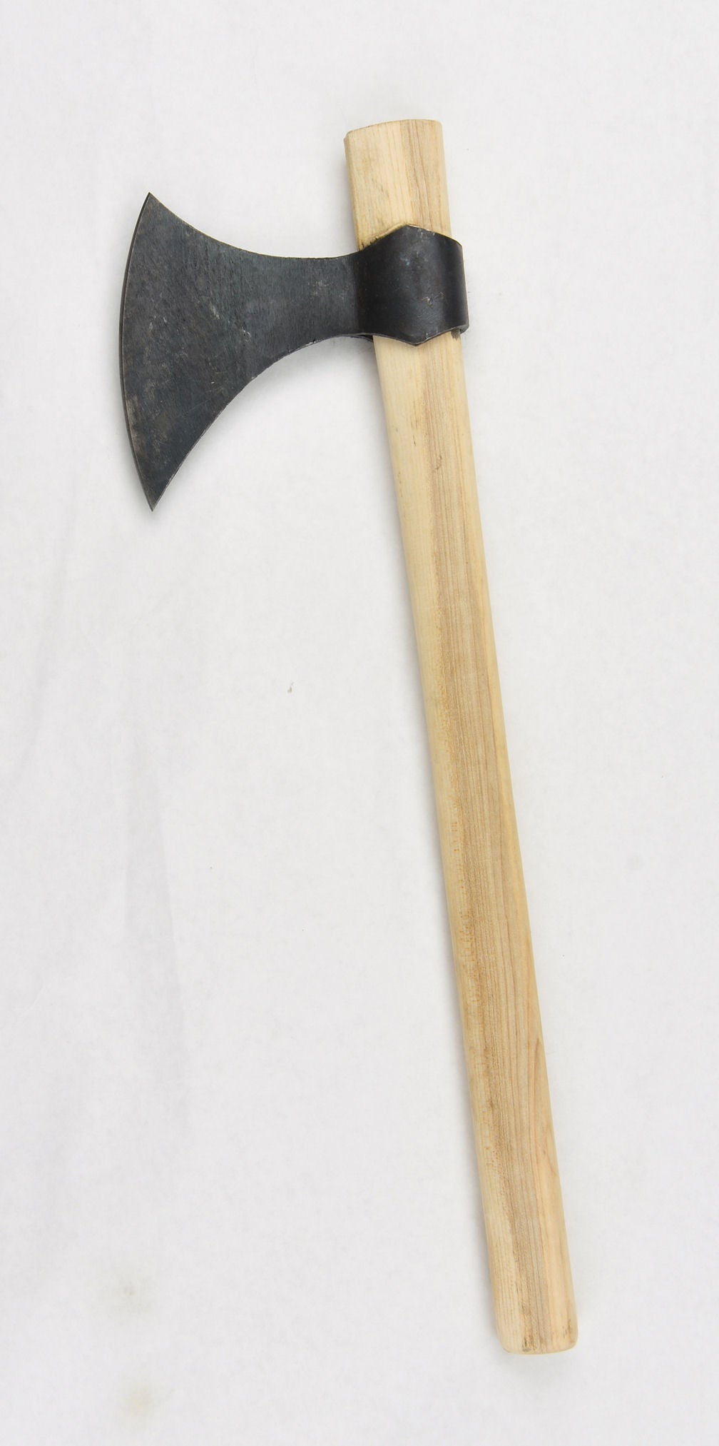 Viking Throwing Axe with a black ax head and wood handle