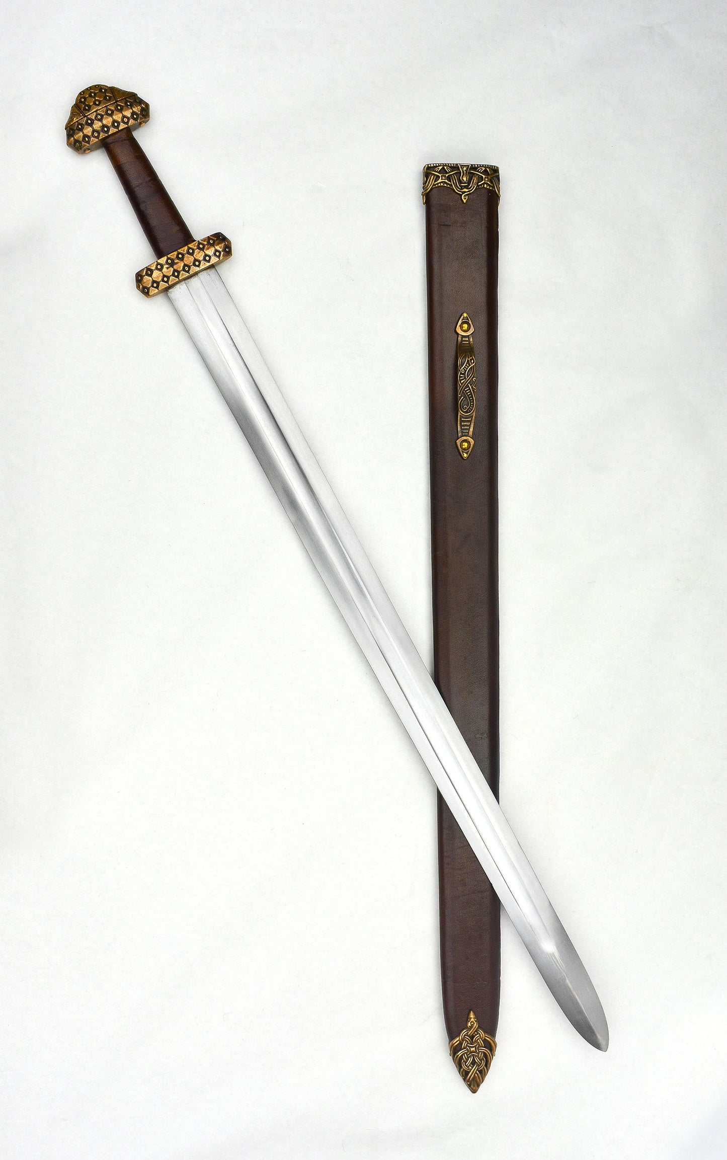 Bronze Hilt Viking Sword with Leather Wrapped Grip