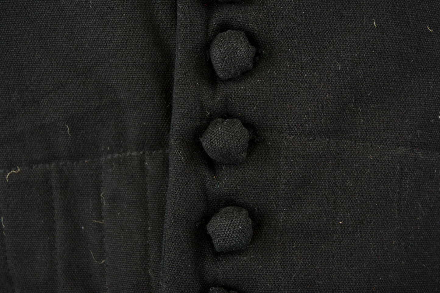 closeup view of buttons and fabric 14th Century Gambeson - Black
