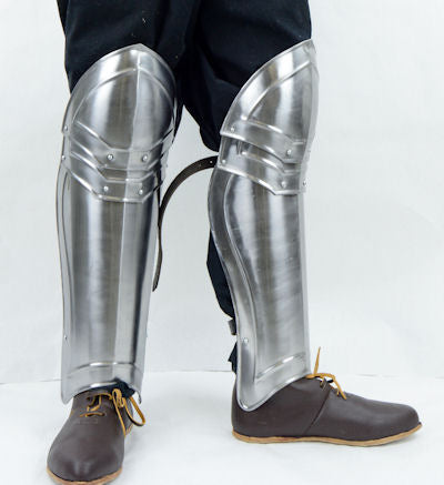 Greaves with Fixed Poleyns - 18 Gauge Steel