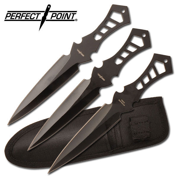 3-Piece 7.5 Inch Black Throwing Knife Set