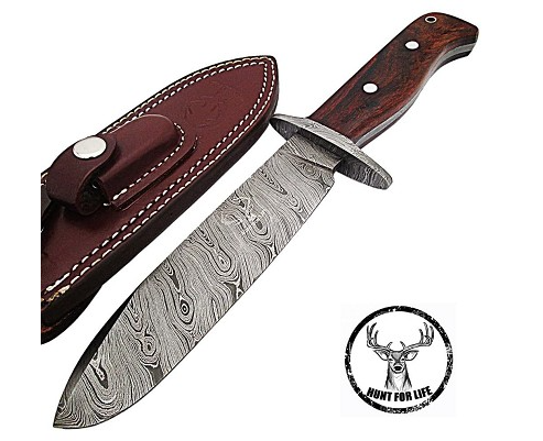 Arrowwood Damascus Steel Full Tang Fixed Blade Hunting Knife