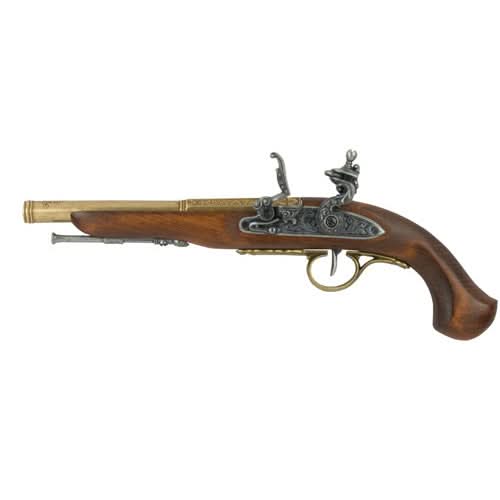 Left-Handed "English" Flintlock Pistol- Brass