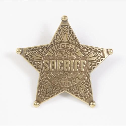 Old West Denix Lincoln County 5 Ball-Point Sheriff's Badge