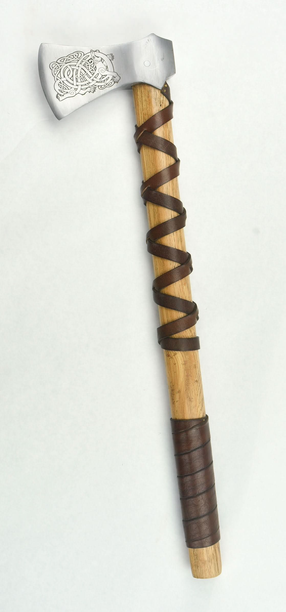 Viking Type K Axe with Etched Norse Wolf Design