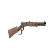 Load image into Gallery viewer, Front view of 1892 Old West Rifle with black mechanism and trim, wood stock, and black barrel.
