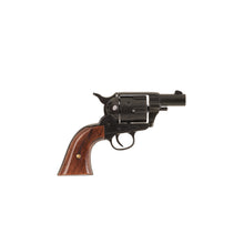 Load image into Gallery viewer, Right side view of black Non-Firing 1873 .45 Caliber Short Revolver with wood grip.
