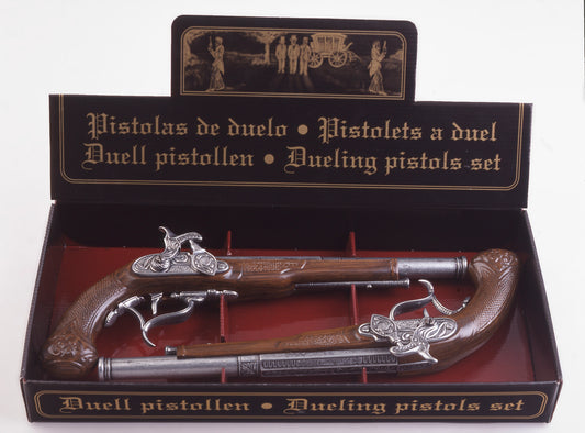 Set of two dueling pistols in carboard display box