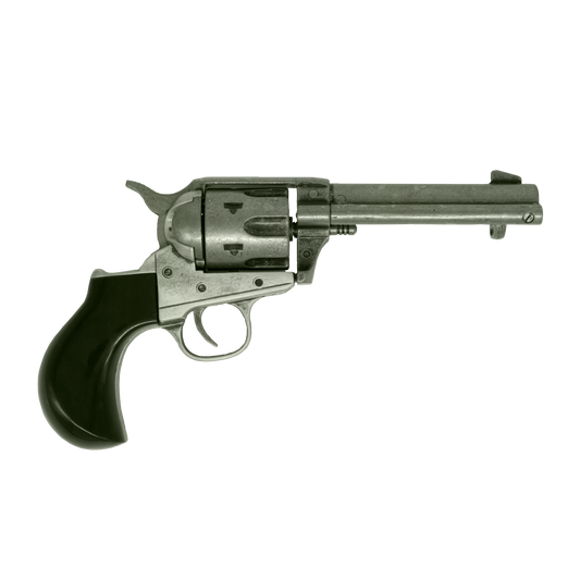 Right hand side of thunderer, antique finish with black birdshead grip.