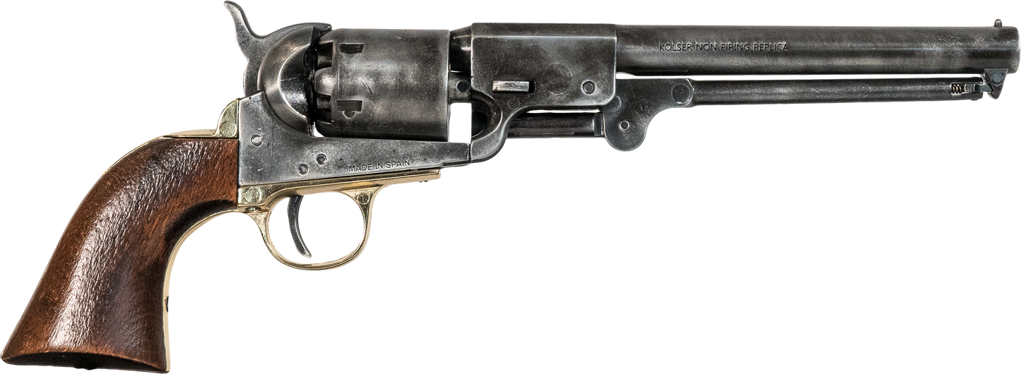 Right hand side of wood handled Black and Brass Replica Non-Firing Model 1862 Confederate Navy Revolver