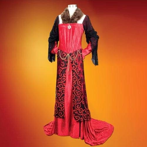 Witch Queen Gown in red and block