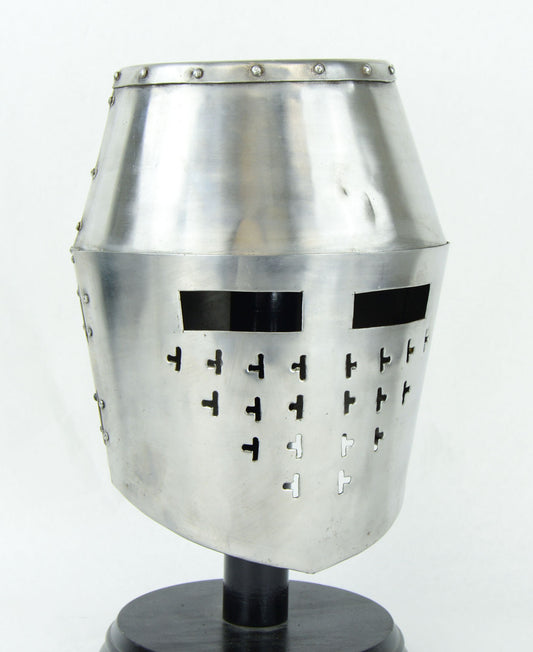 12th Century Great Helm with Hinged Faceplate  stand not included