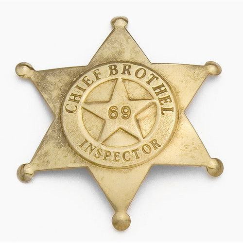 Old West Brass Brothel Inspector&#039;s Badge
