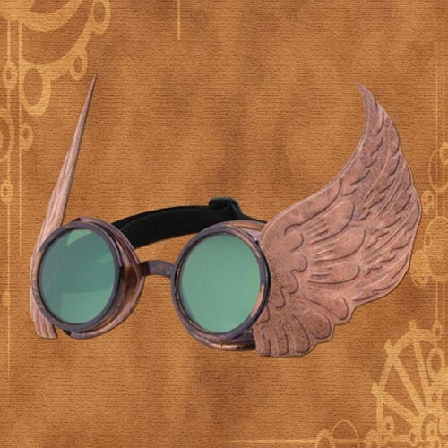 Winged Goggles with blue lens