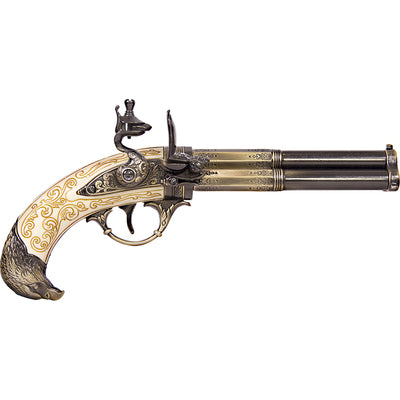 18th Century 3 Barrel Flintlock Pistol