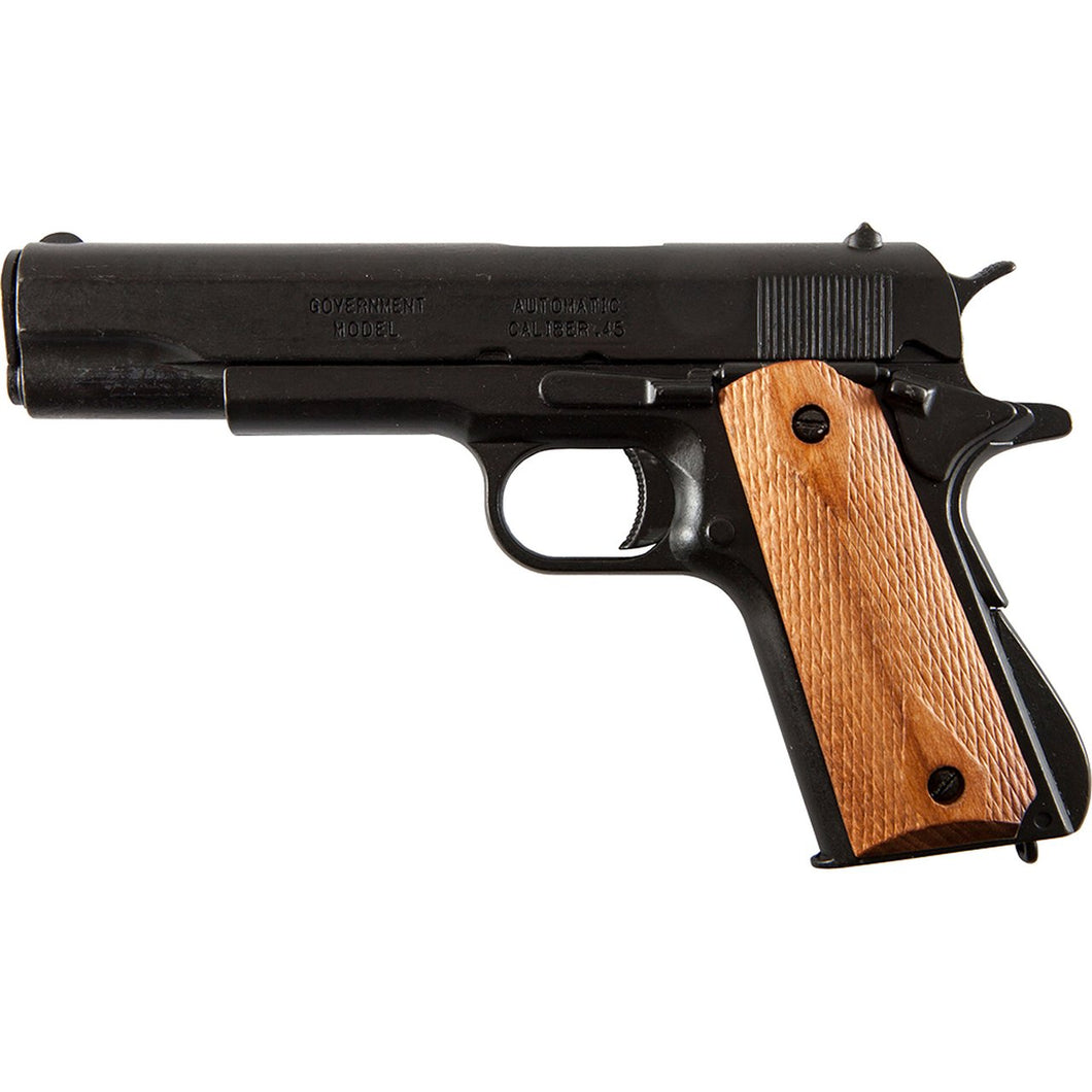 Replica M1911A1 Black Finish Dark Wood Grips Government Automatic Pistol Non-Firing Gun
