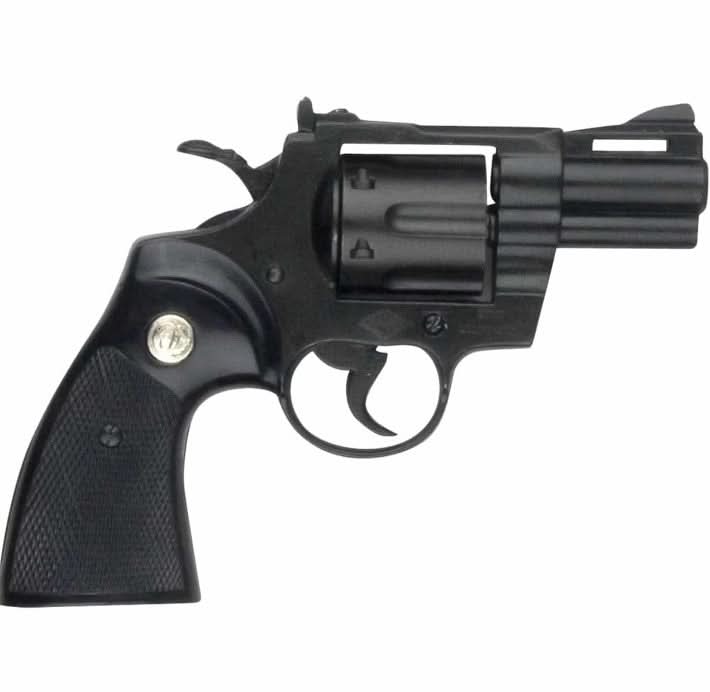 right side view of the replica .357 magnum revolver by Denix. This item is non-firing.