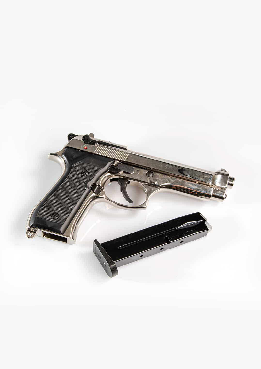 Kimar Model 92 Semi-Auto 9MM Blank Firing Pistol- Nickel Finish