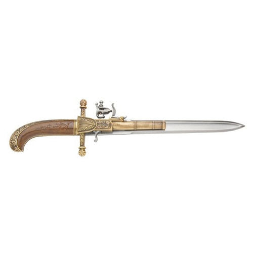 Replica Hunting Flintlock Dagger Pistol With Wood Grips