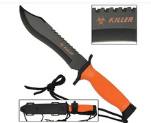Load image into Gallery viewer, 12 Inch Orange Survival Bowie Fixed Blade Knife
