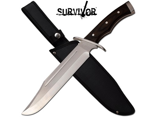 Survivor 10" Blade Brown Wood Handle Full Tang Bowie Knife