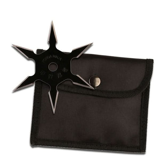 6 Point 4 Inch Diameter Black Stainless Steel Throwing Star