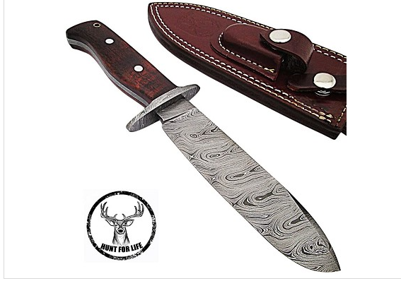 Arrowwood Damascus Steel Full Tang Fixed Blade Hunting Knife