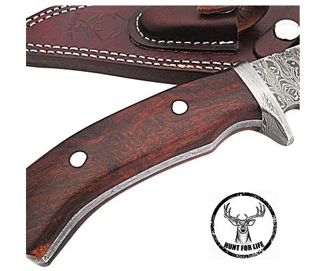Arrowwood Damascus Steel Full Tang Fixed Blade Hunting Knife