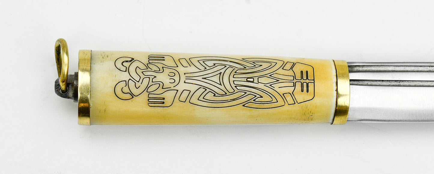 Viking Bone Grip Seax with Etched Norse Design