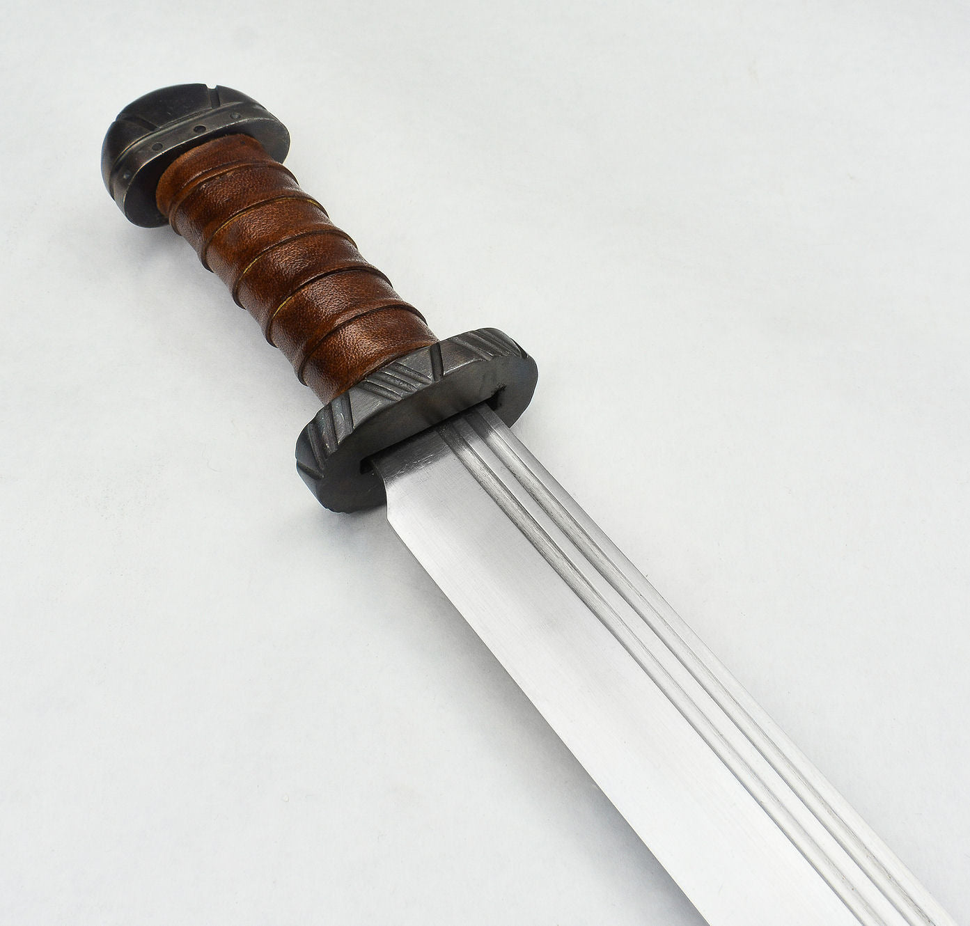 Viking Long Seax angled with the handle showing