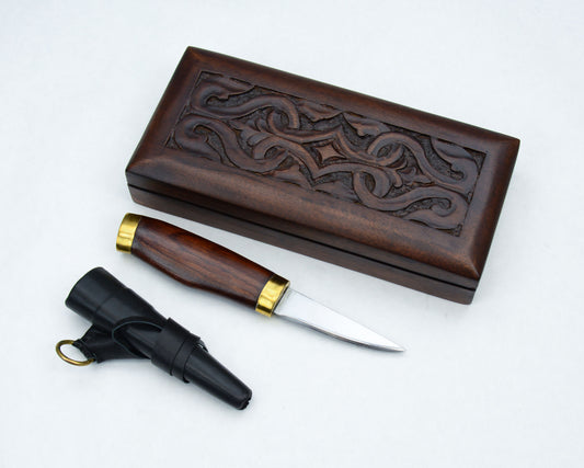 Utility Knife with Carved Wooden Box