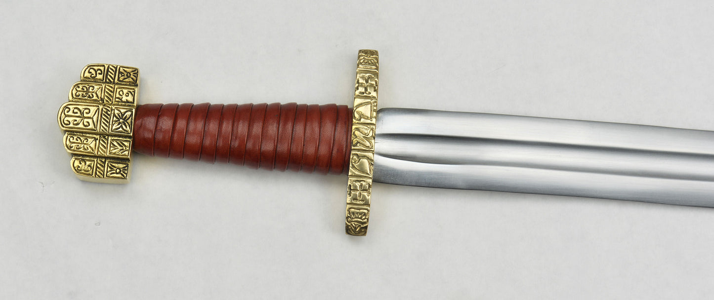 close up of the handle on the Viking Jarl's Sword