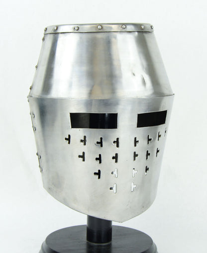 12th Century Great Helm with Hinged Faceplate  stand not included