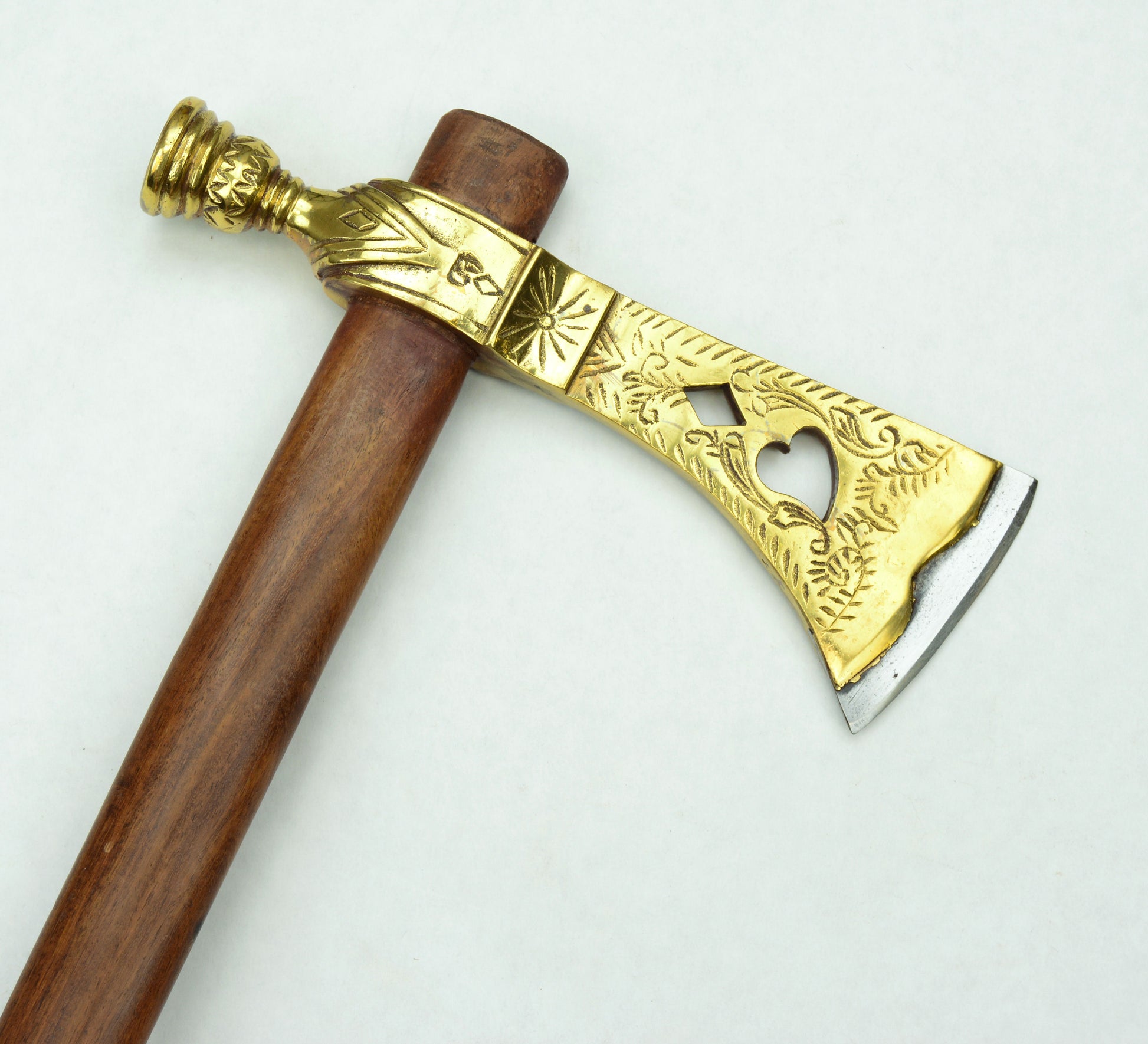 Peace Pipe Tomahawk - Brass with Steel Edge