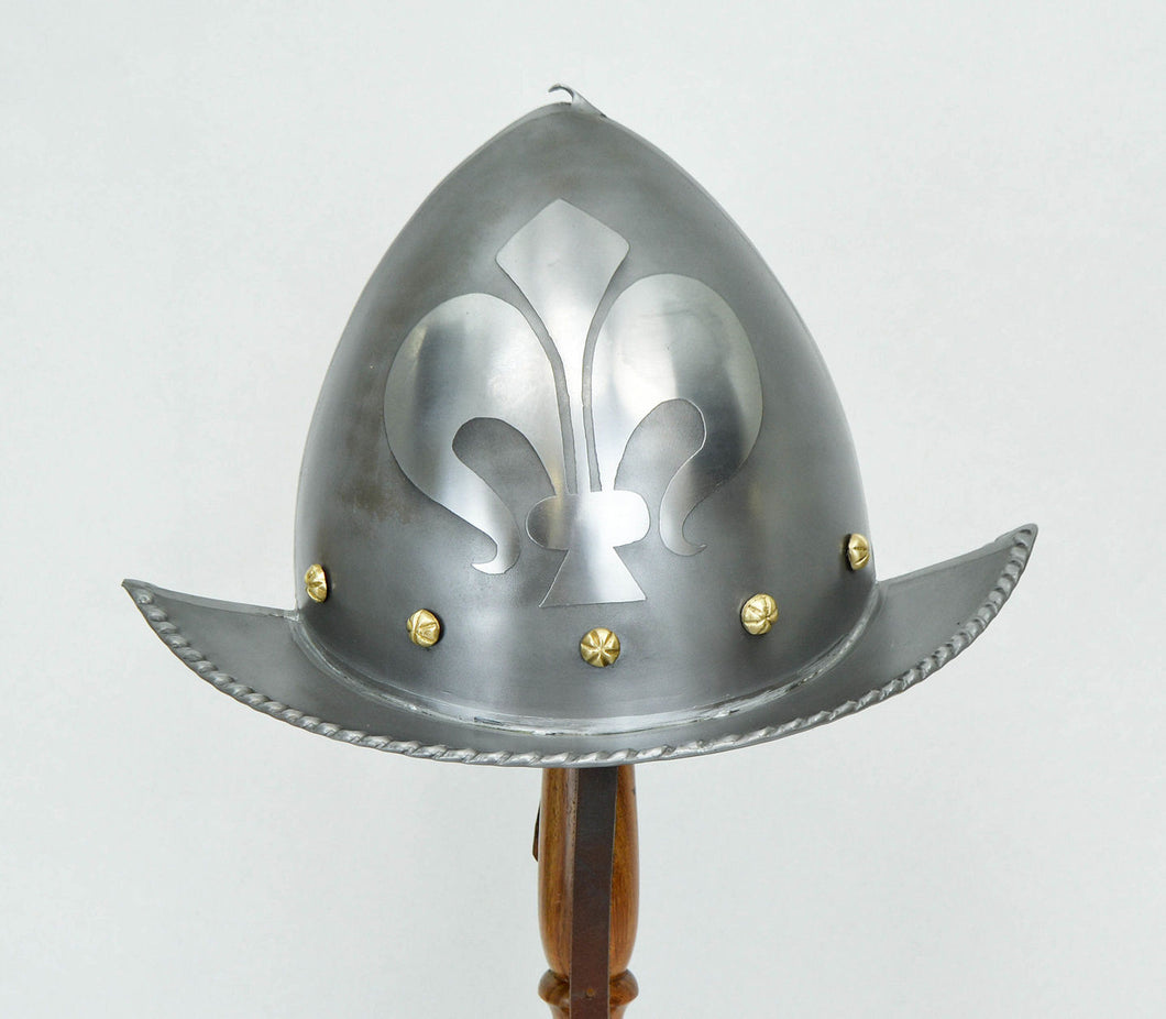 16th - 17th Century Etched Morion Helm - 18 Gauge Steel