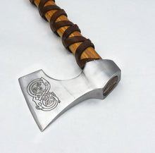 Load image into Gallery viewer, Viking Type D Axe with Etched Norse Design
