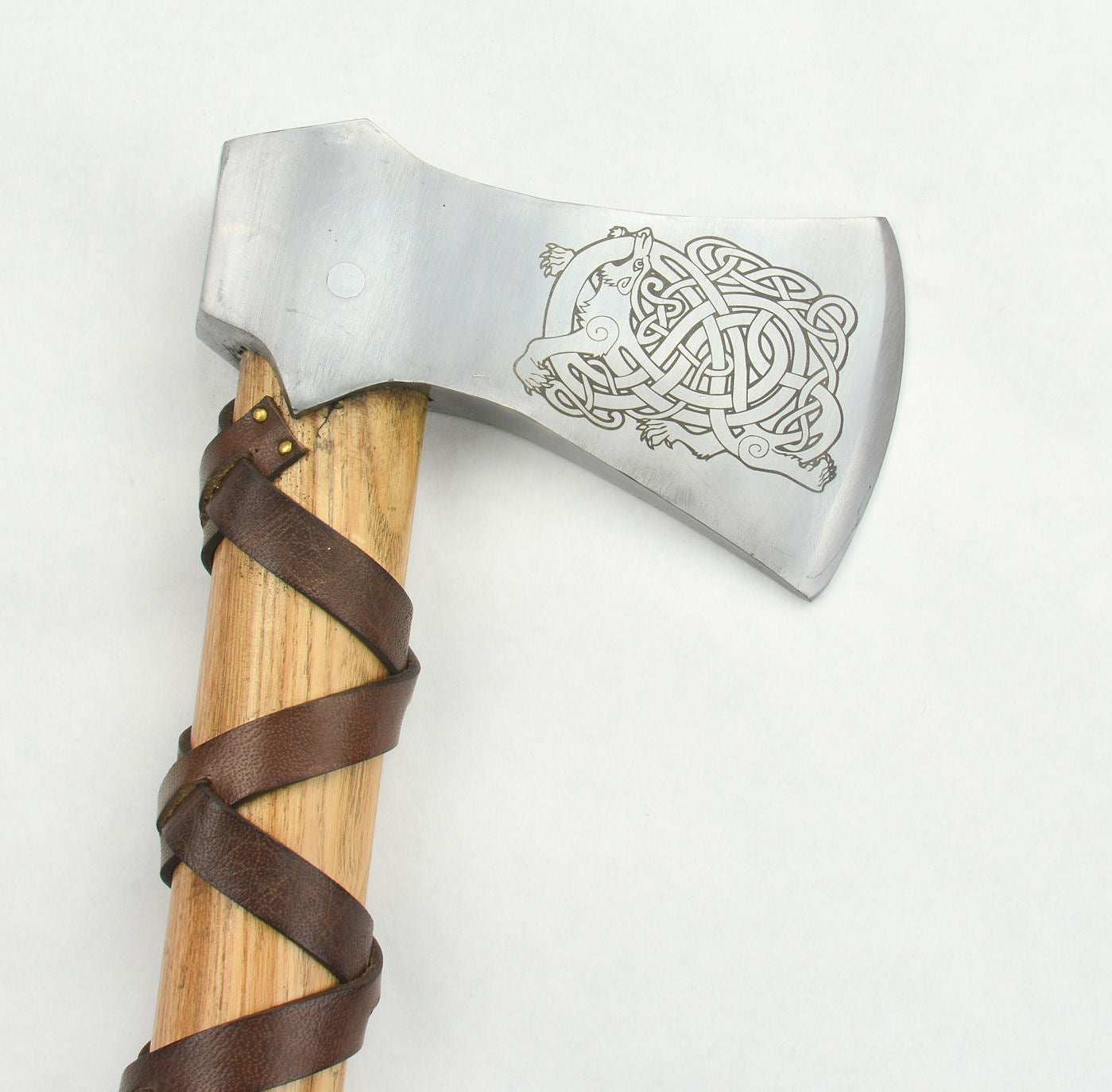Viking Type K Axe with Etched Norse Wolf Design